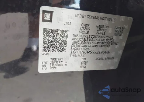 2018 Cadillac Xt5 Luxury from USA, damaged, VIN 1GYKNCRS9JZ196480